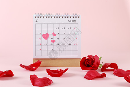 情人节红色玫瑰日历背景图片
