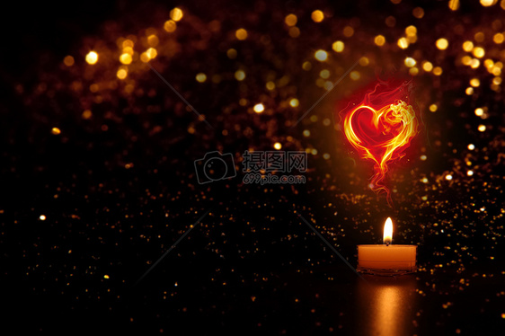情人节浪漫的爱心蜡烛图片