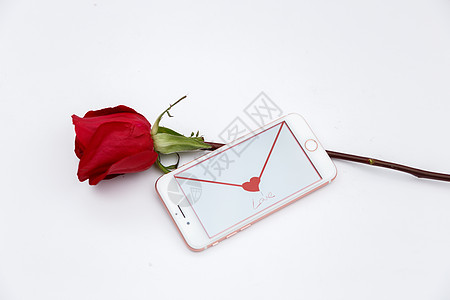玫瑰花和手机图片