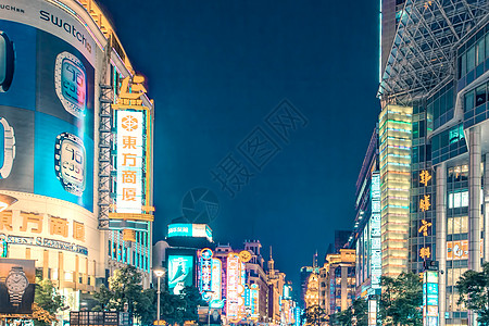 上海街头南京路步行街夜景背景