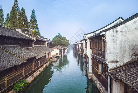 清晨的江南水乡--乌镇！背景图片