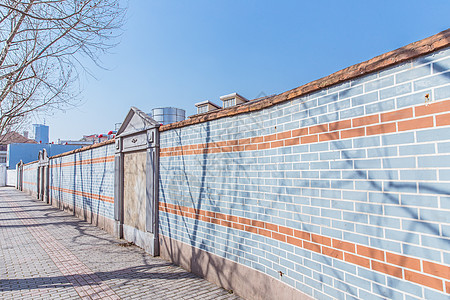 清新文艺道路墙面背景素材图片