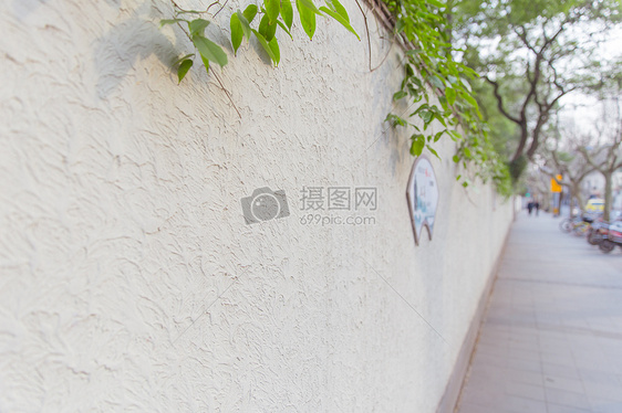 清新文艺城市墙面道路图片