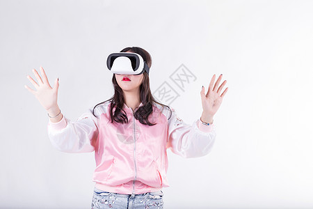 活泼可爱女性体验智能VR背景图片