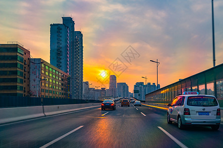 快速路傍晚高速公路车辆背景