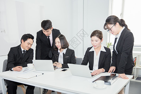 电脑开会团队开会讨论背景