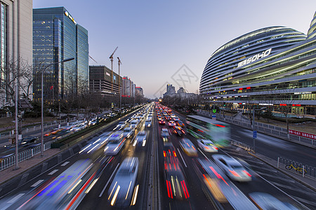 北京梦想快节奏的城市车流背景