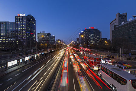 北京梦想快节奏的城市车流背景