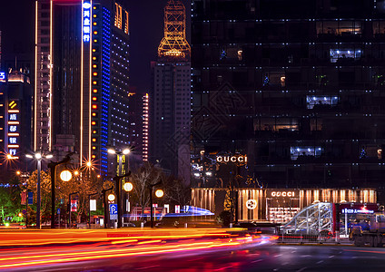 西安城市夜景繁华的西安永宁门商圈夜景背景