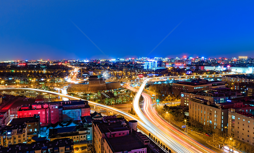 德胜门城市夜景图片