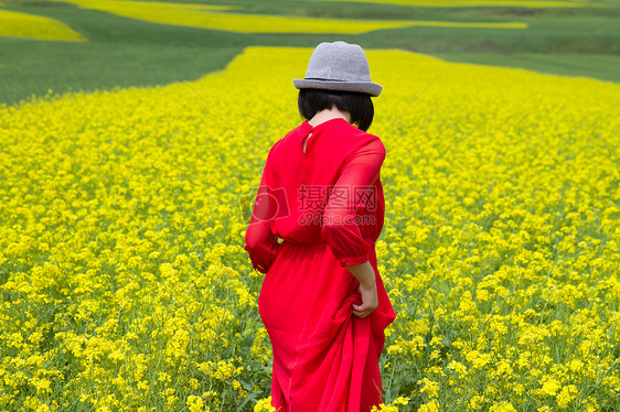 油菜花里的背影图片