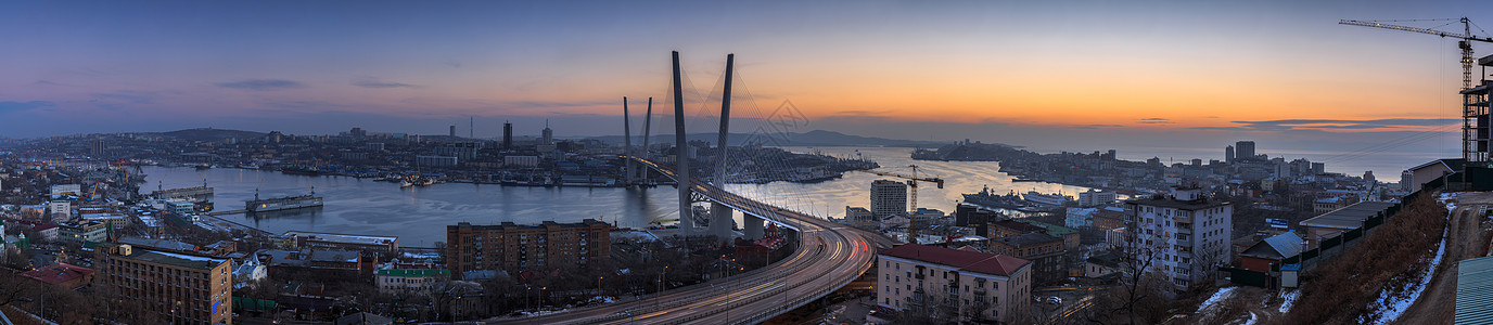 长水川流不息的跨海大桥全景图背景