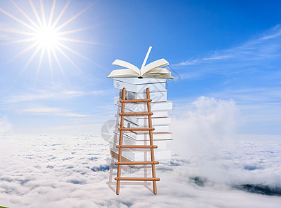 阶梯爬上教育的云端背景图片