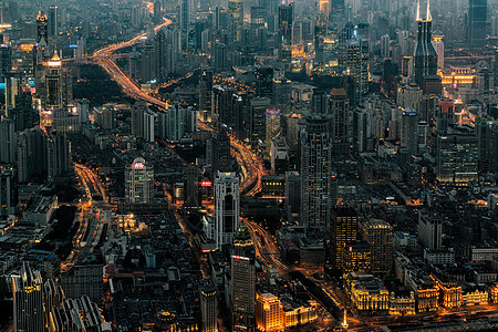 上海城市夜景俯拍背景图片