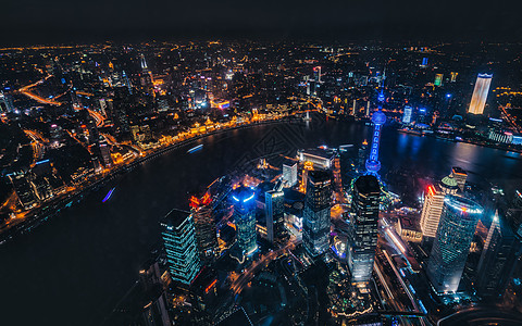 摩天大楼夜景上海城市夜景俯拍背景