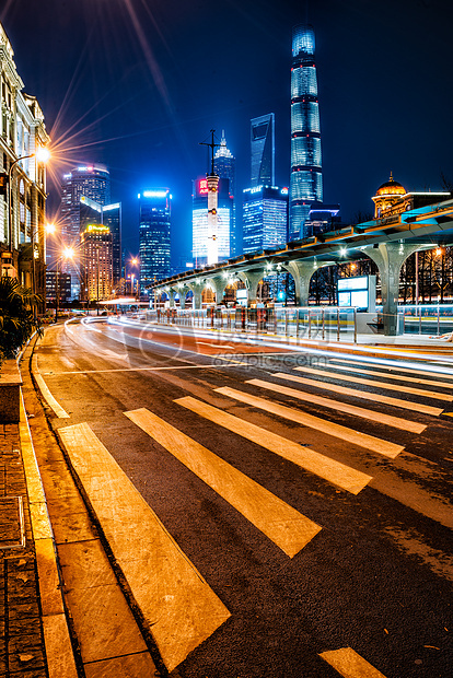 上海中速交通夜景图片