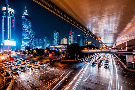 汽车光线上海城市夜景车流背景