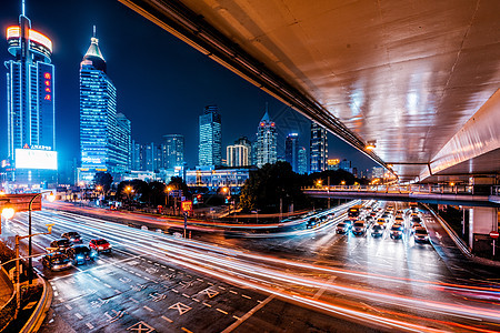 上海城市夜景车流背景图片