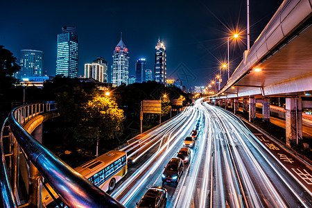 公路光线上海城市夜景车流背景