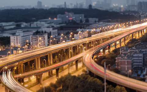 车水马龙夜景高架桥高清图片