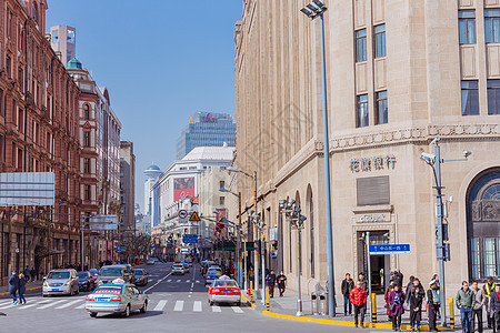 上海黄浦区城市街头背景图片