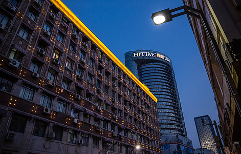 四川北路城市建筑夜晚大楼房屋背景