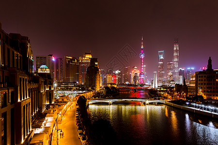 银行大楼上海城市地标建筑夜景背景