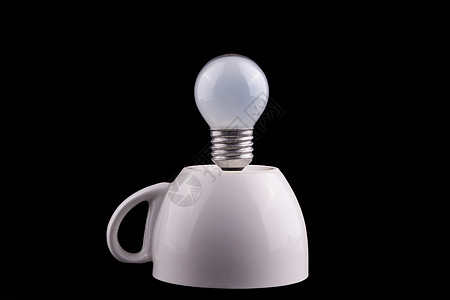 灯泡和咖啡杯背景