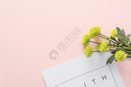 字母卡片素材小清新粉色雏菊文艺背景背景