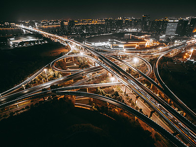 立交桥夜景杭州交通高清图片