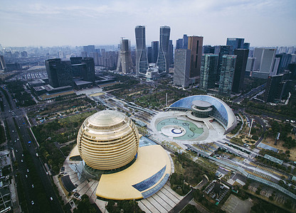 杭州市民城市高楼特色建筑背景