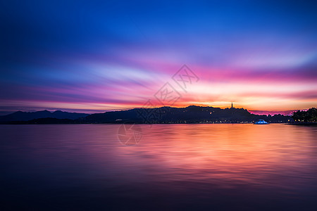 西湖的夕阳图片