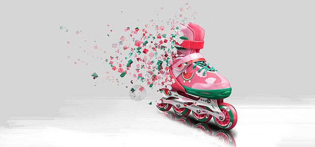 粉色背景手绘创意轮滑鞋 创意广告海报背景