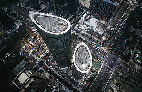 高端城市高楼楼顶航拍背景图片