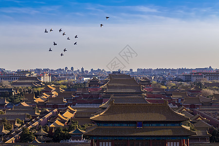 北京现代化南边京城的故宫背景