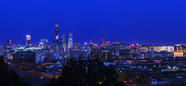 北京现代化东边CBD的夜景京城背景