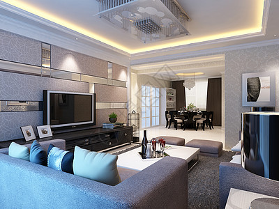 室内设计3D效果图现代客厅效果图背景