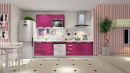 厨房图纸粉红色橱柜效果图背景