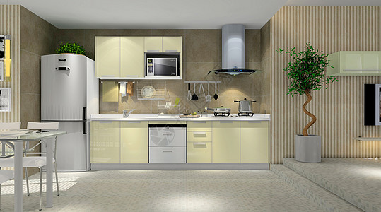 厨房3D效果图现代厨房效果图背景