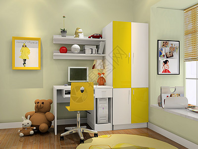 黄色系儿童房衣柜图纸背景图片