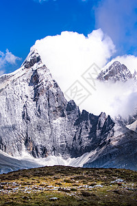 雪山，云海，攀登背景图片