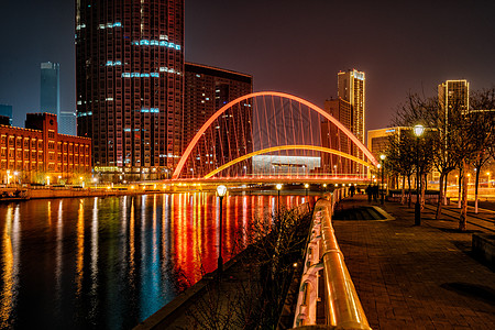 天津海河沿岸夜景高清图片