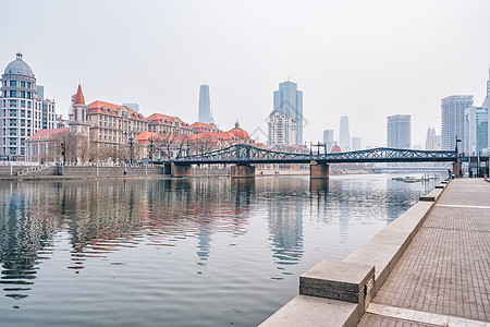 天津海河沿岸风景背景图片