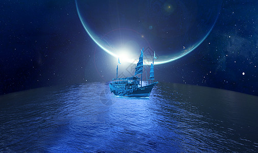 开出地球蓝色科技船高清图片