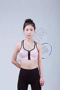 青春活动运动美女打羽毛球高清图片