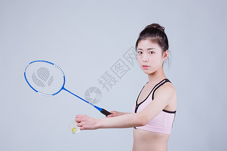 打羽毛球美女青春活动运动美女打羽毛球背景