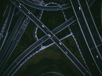 信息物流立交桥与城市道路航拍背景