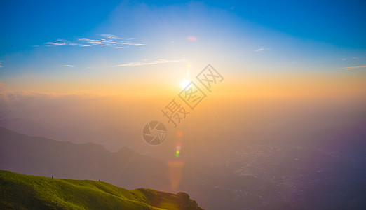 高空俯瞰日出日落背景