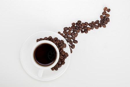 咖啡白底咖啡咖啡豆创意摆拍白底背景