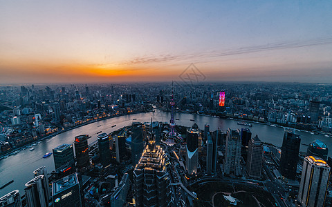 俯拍城市风光夜景图片